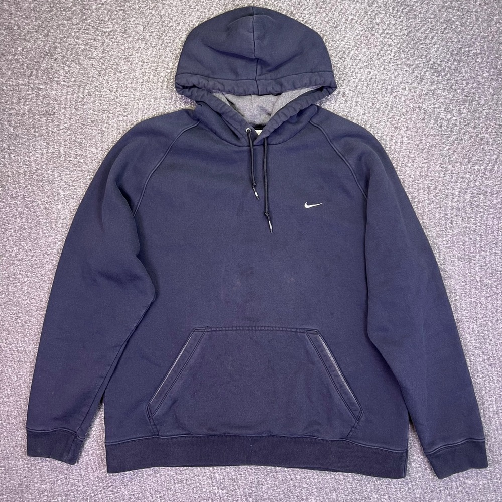 Nike Hoodie Men XL Navy Blue Athletic Pullover Embroidered Swoosh Sportswear
